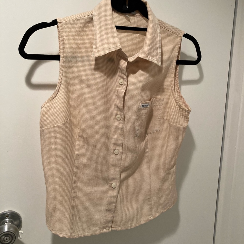 Vintage Guess Beige Seersucker  Sz. M